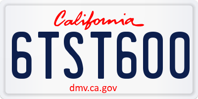 CA license plate 6TST600