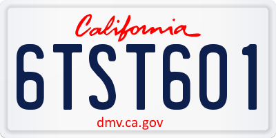 CA license plate 6TST601