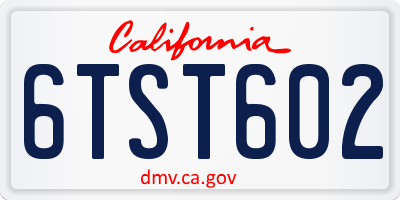 CA license plate 6TST602