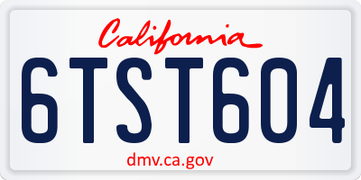 CA license plate 6TST604