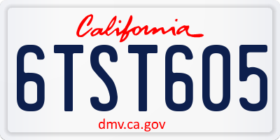 CA license plate 6TST605