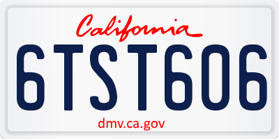 CA license plate 6TST606