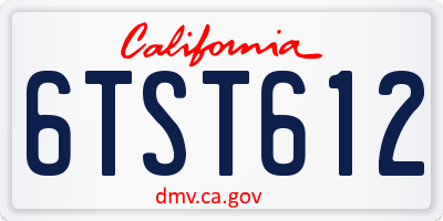 CA license plate 6TST612