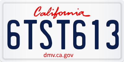 CA license plate 6TST613