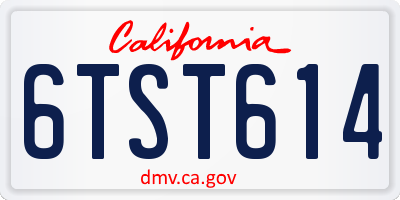 CA license plate 6TST614