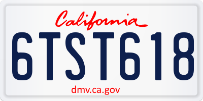 CA license plate 6TST618