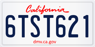 CA license plate 6TST621