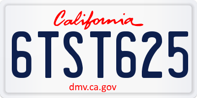 CA license plate 6TST625