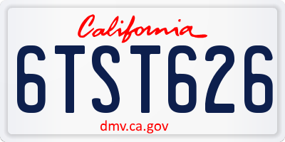 CA license plate 6TST626