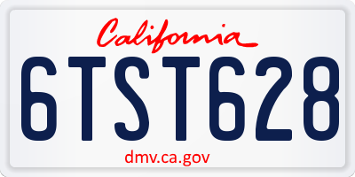 CA license plate 6TST628