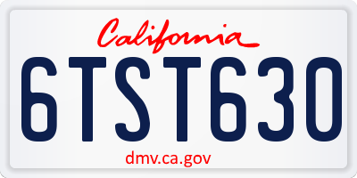 CA license plate 6TST630