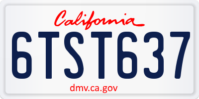 CA license plate 6TST637