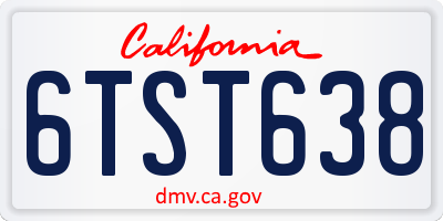 CA license plate 6TST638