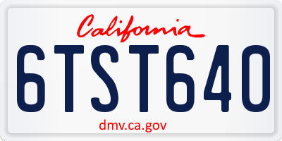 CA license plate 6TST640