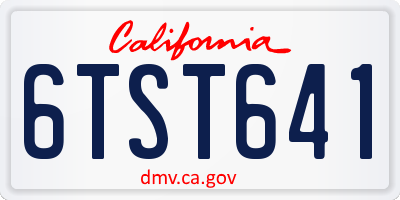 CA license plate 6TST641