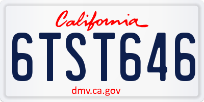 CA license plate 6TST646