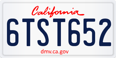 CA license plate 6TST652