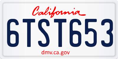CA license plate 6TST653