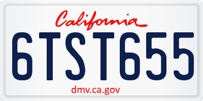 CA license plate 6TST655