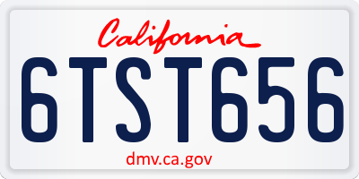 CA license plate 6TST656
