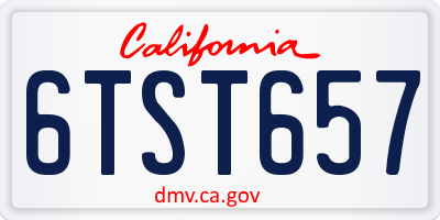 CA license plate 6TST657