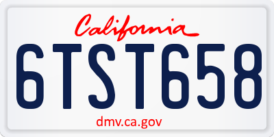 CA license plate 6TST658