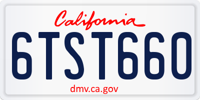 CA license plate 6TST660