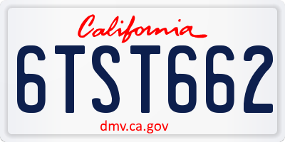 CA license plate 6TST662
