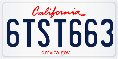 CA license plate 6TST663