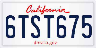 CA license plate 6TST675