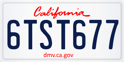 CA license plate 6TST677