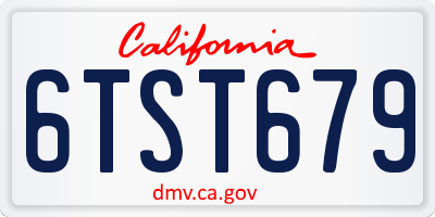 CA license plate 6TST679