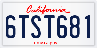 CA license plate 6TST681