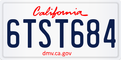 CA license plate 6TST684