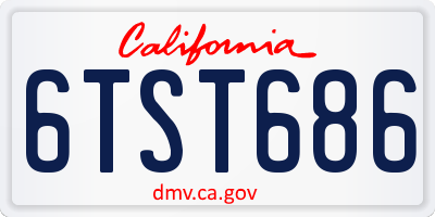 CA license plate 6TST686