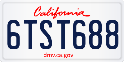 CA license plate 6TST688