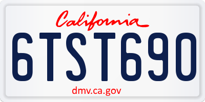 CA license plate 6TST690