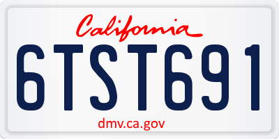 CA license plate 6TST691