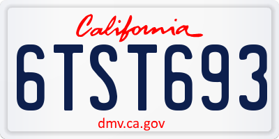 CA license plate 6TST693