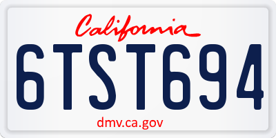 CA license plate 6TST694