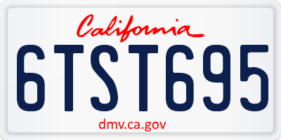 CA license plate 6TST695