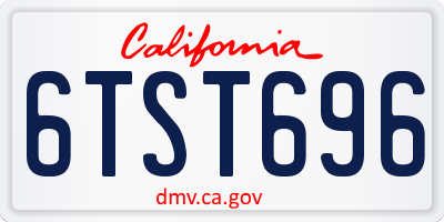 CA license plate 6TST696