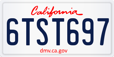 CA license plate 6TST697