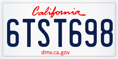 CA license plate 6TST698