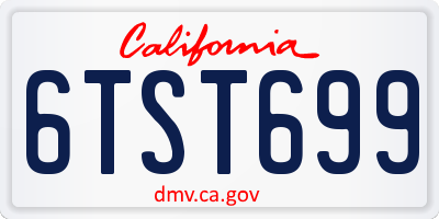 CA license plate 6TST699