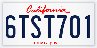 CA license plate 6TST701