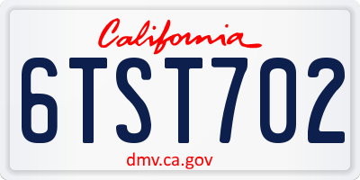 CA license plate 6TST702
