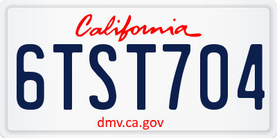 CA license plate 6TST704