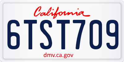 CA license plate 6TST709