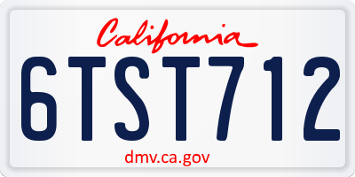 CA license plate 6TST712